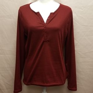 Henley XL long-sleeve wine red shirt